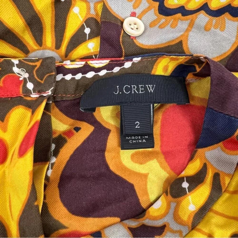 J. Crew tank top button up back ruffle details boho Multicolor Paisley Blouse
